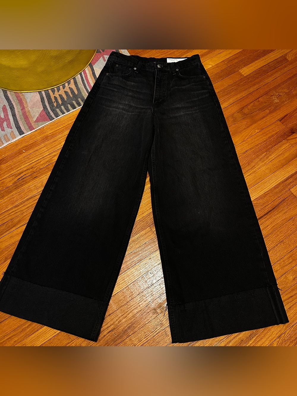 Rag & Bone The Sofia high-rise ultra wide cuffed ankle jeans